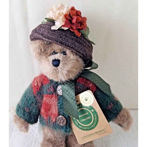 Boyds Bears Jointed Plush Bear AUNT FANNY FREMONT 918350 NWT 8" sweater hat - Picture 2 of 12